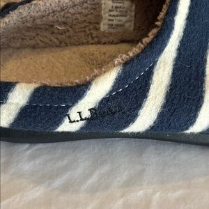 L.L. Bean Navy and Cream Slippers
